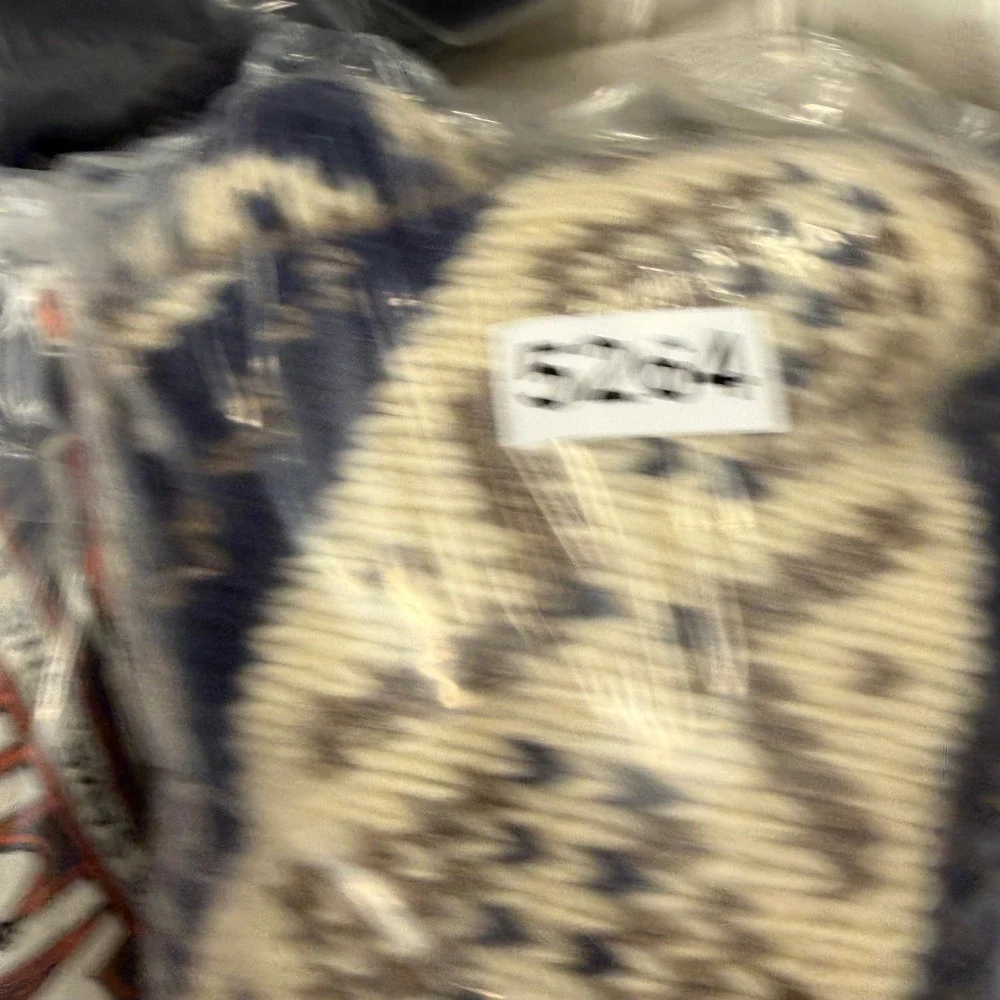 Vintage Fair Isle Chunky‎ Knit Sweater Navy Blue Cream Nordic Geometric Crewneck